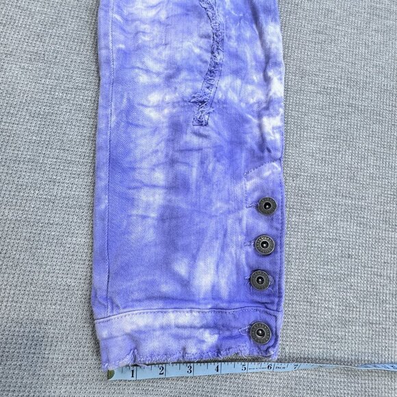 Valabasas Mens Purple Tie Dye Distressed Jeans Size 38 Stacked Ankle Button Fly - Picture 14 of 16